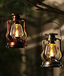 economico -Lampada Led Solare Retrò Lampada A Cherosene Per Esterni Giardino Cortile Decorazione Lanterna Portatile Candela Solare Pendente Lampada Da Campeggio Per Esterni