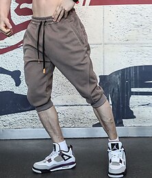 お買い得  -男性用 アスレチックショーツ ランニングショーツ カプリパンツ ポケット 平織り 履き心地よい 高通気性 フィットネス ランニング ジム用 スポーツ アスレイジャー ブラック ネービーブルー