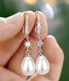 levne -Dámské Perla Visací náušnice Krásné šperky Klasika Drahocenný stylové Jednoduchý Náušnice Šperky Bílá Pro Svatební Párty 1 pár