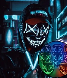 billige -halloween maske led glød svart v maske ghost walk dans kaldt lys maske