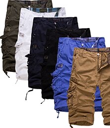 abordables -Homme Short Cargo Shorts de Randonnée Multi poche Lettre Court du quotidien Casual Sport Vert militaire Noir Taille médiale Non Elastique