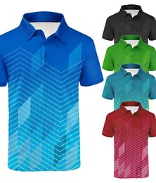 cheap -Men's Polo Shirt Lapel Polo Button Up Polos Golf Shirt Gradient Graphic Prints Geometry Turndown Lake blue Black Wine Blue Green Outdoor Street Short Sleeves Print Clothing Apparel Sports Fashion