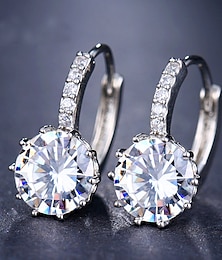 cheap -2pcs Stud Earrings Hoop Earrings For Women's Cubic Zirconia Citrine Party Wedding Casual Zircon Alloy Solitaire Round Cut