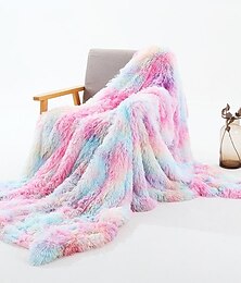 cheap -Tie Dyed Plush Blanket Winter Double-Layer Gift Blanket Cross-Border Sofa Rainbow Blanket