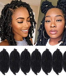 voordelige -marley hair 10 inch 7 packs pre separate springy afro twist hair marley twist braiding hair for faux locs crochet hair pre fluffed spring twist hair synthetisch haar extensions