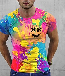 cheap -Men's T shirt Tee Graphic Rainbow Crew Neck Clothing Apparel 3D Print Outdoor Daily Short Sleeve Print Vintage Fashion Designer
