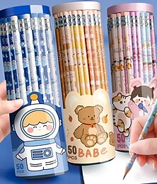 economico -30 pezzi / 50 pezzi simpatici cartoni animati matita studenti della scuola primaria sicuri non tossici studenti senza piombo con bambini dell'asilo matita hb con gomma, regalo di ritorno a scuola