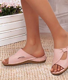 ieftine -Pentru femei Sandale Papuci Sandale Platformă Mărime Plus Size Pantofi lucrați manual Zilnic Plajă Culoare solidă Vară Toc Platformă Vârf deschis Clasic Casual minimalism Imitație Piele Loafer Negru