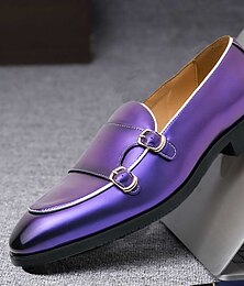 cheap -Men's Loafers & Slip-Ons Novelty Shoes Monk Shoes Business Casual Daily Party & Evening PU Comfortable Slip Resistant Loafer Black Purple Green Spring Fall