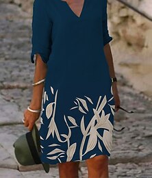ieftine -Rochie mini pentru femei Rochie petite Rochie T-Shirt Rochie Tee Rochie shift Rochie de vară Fashion activ Streetwear Vacanță în aer liber Muncă Ajustare normală Floral Mâneci semi-longi Decolteu