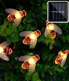 economico -luci solari a forma di ape - 30 luci fatate a LED impermeabili, alimentate ad energia solare per giardino esterno, ricevimento di nozze, festa estiva e decorazioni natalizie