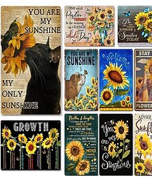 abordables -1pc rétro métal étain signe chat tournesol étain signe vintage maison décoration murale, peinture tenture murale pour la décoration murale art métal étain signe 20x30cm/8''x12''