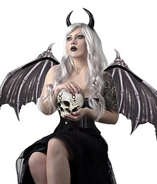 economico -ali di halloween demone osso scheletro pieghevole batpunk angelo caduto malvagio festival puntelli di carnevale uomini e donne puntelli di sfera di carnevale di halloween pieghevole in bianco e nero