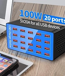 economico -Stazione di ricarica 100 W Potenza di uscita Stazione di ricarica USB multipla per più dispositivi Protezione di sicurezza Per Universale Cellulare iMac