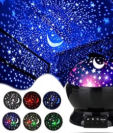 billige -Starry Night Light Projector Galaxy Light Projector Led Rotating Moon Star Projector Night Light Lamps for Bedroom Party Decorations Birthday Gifts