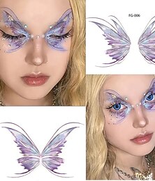 levne -2ks lesklý motýlek samolepka na tetování roztomilá třpytivá samolepka na oči samolepka na make-up tetování na festival třpytivý motýlek