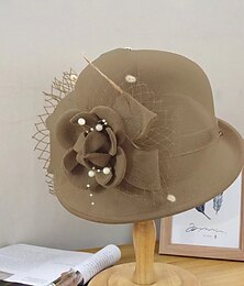 economico -berretto Piume artificiali Miscela polyester / cotone Cappello a bombetta / cloche Cappelli da pescatore Cappello Fedora Informale Per eventi Kentucky Derby cocktail Astco reale Stile vintage Elegante