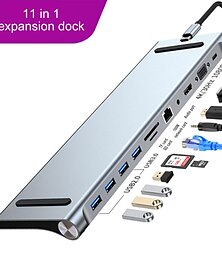 baratos -11 em 1 tipo c dock usb hub 3.0 splitter adaptador multiport 4k compatível com HDMI rj45 sd/tf vga pd para macbook ipad laptop