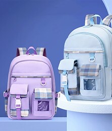 economico -zaino da scuola bookbag multicolor per ragazze studentesse donna resistente all'acqua resistente all'usura borsa da scuola in tessuto oxford in poliestere di grande capacità zaino zaino 12 * 5,9 * 17