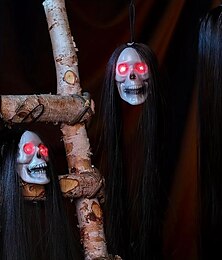 olcso -halloween prop koponya led izzó szemekkel halloween függő szellem tökéletes kültéri halloween party dekorációhoz, gombelemmel is