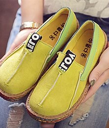 cheap -Women's Flats Plus Size Barefoot shoes Comfort Shoes Daily Solid Color Flat Heel Round Toe Casual Minimalism PU Loafer Black Brown Green