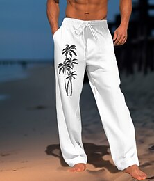 cheap -Men's Streetwear Hawaiian Designer Coconut Tree Graphic Prints Trousers Summer Pants Beach Pants Hot Stamping Drawstring Elastic Waist 3D Print Mid Waist Casual Daily Holiday Spring & Summer Regular