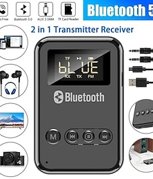 cheap -9 IN 1 bluetooth 5.0 Audio Transmitter Receiver Stereo Music Wireless Adapter 3.5mm AUX Jack FM Transmitter for Car TV MP3 PC