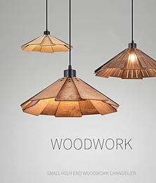 abordables -Lampe suspendue moderne, luminaire suspendu géométrique, abat-jour en bois naturel, éclairage de couloir, lustre, plafonnier pour chambre à coucher, cuisine, île, ferme, 110-240v