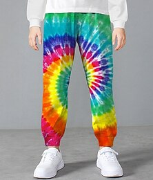 billiga -Pojkar 3D Knytbatik Byxor Höst Vinter Aktiv Streetwear 3D-tryck Barn 3-12 år Utomhus Sport Ledigt Normal