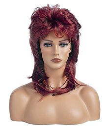 levne -paruky pro ženy vínově červené dlouhé vrstvené 70. léta 80. léta rockerská paruka do vlasů syntetická halloween cosplay paruka