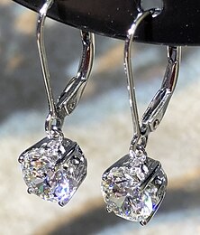Χαμηλού Κόστους -Γυναικεία Διάφανο Συνθετικό διαμάντι Κρεμαστά Σκουλαρίκια Κλασσικό Πολύτιμος Στυλάτο Απλός Σκουλαρίκια Κοσμήματα Ασημί Για Γάμου Πάρτι 1 ζευγάρι