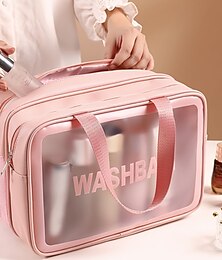 billige -Dame Håndtaske Makeup taske Kosmetik Taske PU Læder Ferie Rejse Stor kapacitet Vandtæt Holdbar Sort Hvid Lys pink