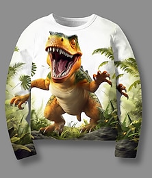 cheap -Boys 3D Graphic Animal Dinosaur T shirt Tee Long Sleeve 3D Print Summer Spring Fall Sports Fashion Streetwear Polyester Kids 3-12 Years Outdoor Casual Daily Regular Fit