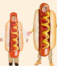 abordables -Hot Dog Disfraz de carnaval Traje de cosplay Disfraces divertidos Disfraces de Halloween para grupos y familias Niños Adulto Todo Cosplay Disfraces Disfraz divertido Víspera de Todos los Santos