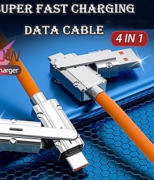 economico -1 confezione Cavo di ricarica multiplo 3,3 piedi Da USB C a USB C / Lightning Da USB A a micro USB / USB C 6 A Cavo di ricarica Ricarica veloce Trasferimento dati elevato Duraturo 4 in 1 Facile da