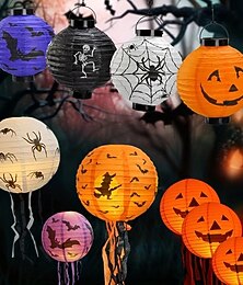 abordables -lanterne citrouille d'halloween fantasmagorique avec papier moustache parfait pour l'arrangement d'ambiance de festival fantôme et la décoration intérieure