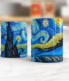 abordables -arte clásico la noche estrellada vincent van gogh taza de café de cerámica taza de té, 11 oz