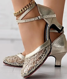 ieftine -Pentru femei Tocuri pantofi de nunta Sandale Pantofi sexy Tocuri stiletto Tocuri cu curea pentru gleznă În aer liber Zilnic Culoare solidă Paiete Toc Jos Vârf ascuțit Elegant Modă Sexy Plasă Cureaua