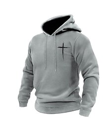 abordables -Hombre Estampados Cruz Sudadera Con Capucha Manga Larga Sudadera con capucha Con Capucha Ropa de calle Diario Deportes Negro Gris Estampado Primavera & Otoño Diseñador