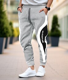cheap -Men's Sweatpants Joggers Trousers Pocket Drawstring Patchwork Comfort Casual Daily Holiday Streetwear Stylish Black Grey Micro-elastic
