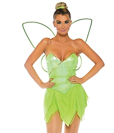 Недорогие -Жен. Тинкер Белл фея Платья Косплэй Kостюмы Крылья Феи Назначение Хэллоуин Карнавал сексуальный костюм Взрослые Платье
