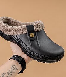 cheap -Men's Clogs & Mules Slippers & Flip-Flops Comfort Loafers Fleece Slippers Plush Slippers Memory Foam Slippers Walking Vintage Casual Outdoor Daily Leather Warm Height Increasing Comfortable Lace-up