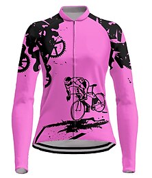abordables -Mujer Maillot de Ciclismo Manga Larga Bicicleta Maillot Camiseta con 3 bolsillos traseros MTB Bicicleta Montaña Ciclismo Carretera Transpirable Secado rápido Dispersor de humedad Bandas Reflectantes