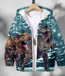 olcso -Fiú 3D Állat Dinoszaurus Kabát Hosszú ujj Ősz Tél Aktív Utcai sikk Menő Gyerekek 3-12 év Vakáció Utca Napi Normál