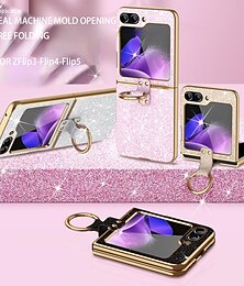 Недорогие -телефон Кейс для Назначение SSamsung Galaxy Z-флип 6 Z Flip 5 Z Flip 4 Z Flip 3 Кейс на заднюю панель Портативные Противоударная рамка Покрытие Цвет неба Сияние и блеск ТПУ ПК Металл