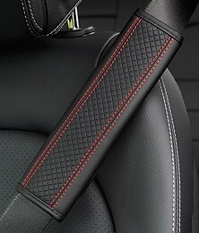 お買い得  -2 個ファイバーレザーエンボスカーシートベルトショルダープロテクター保護カバー安全ベルト