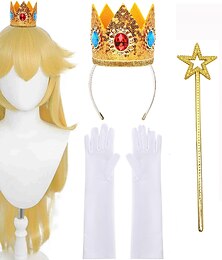 economico -parrucca da principessa per ragazze donne parrucca cosplay ondulata lunga dorata parrucca sintetica parrucca anime per parrucca da festa parrucche di halloween