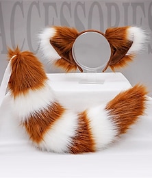 economico -orecchie di bestia di peluche kc copricapo cosplay accessori di coda orecchie di volpe fatte a mano cerchi per capelli set coda di volpe