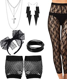 levne -80. léta Rukavice Náhrdelník Legíny Party Girl 80. let Maškarní kostým Dámské Plesová maškaráda Večírek Pride Parade Měsíc hrdosti Dospělé 1 x náramek Kalhoty Rukavice Celý rok