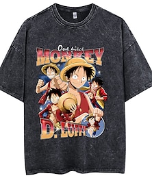 abordables -One Piece Monkey D Luffy Nico Robin Roronoa Zoro Traje de cosplay T-Shirt Camiseta extragrande lavada con ácido Estampado Gráfico Para Hombre Mujer Chico Niños Adulto Estampado en caliente Casual